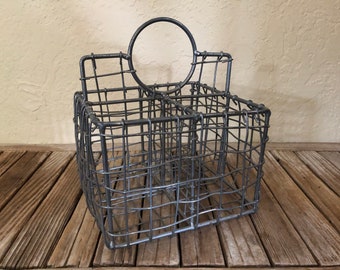 Vintage Silver Metal Wire Basket Tote
