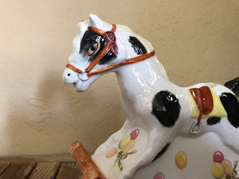 Vintage Handpainted English Staffordshire Crown Dorset Fine Bone China Rocking Horse Creamer image 3