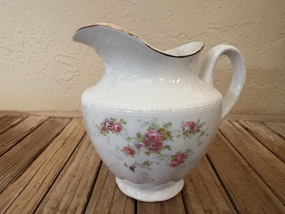 Antique Edwin M. Knowles Semi Vitreous China Co. 115 Floral Creamer
