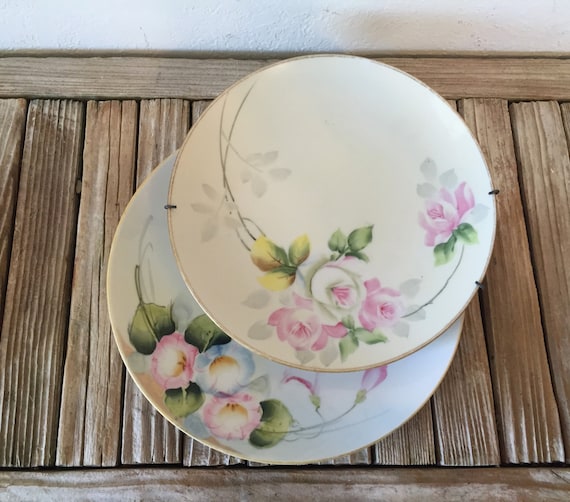 Set of Antique Handpainted Plates  Wall Hanging Studio Nippon