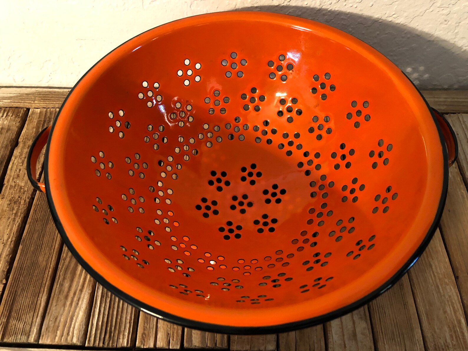 Vintage Bright Orange and Black Japanese Metal Flower Colander Etsy
