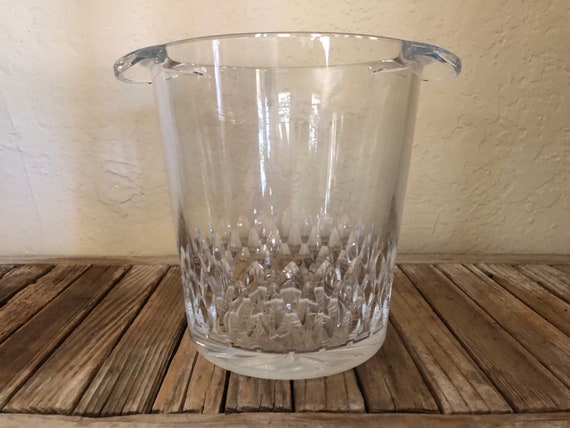 Vintage Pressed Glass W Ice Bucket Monogrammed W Glass