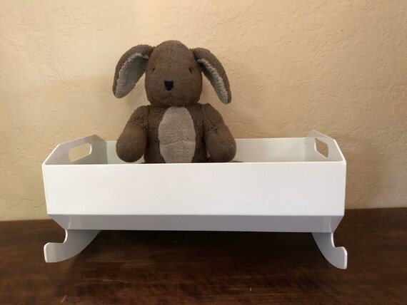 Vintage Modern White Metal Doll Crib