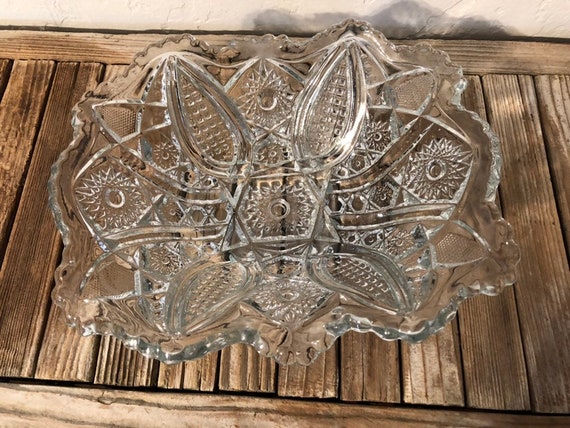 Vintage Large Leaded Crystal Cut Glass Bowl