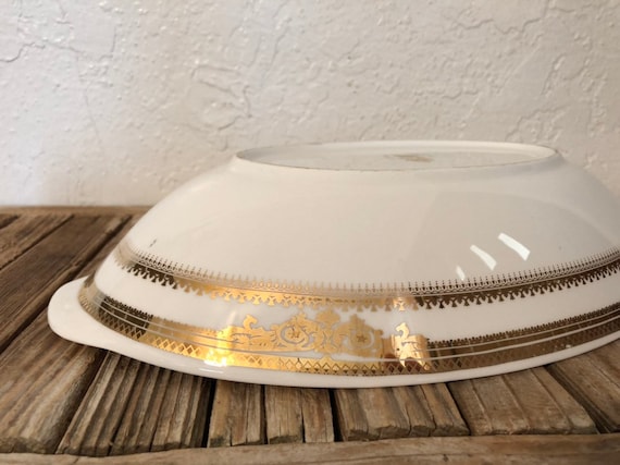 Vintage White and Gold A Sevre Decor Serving Dish