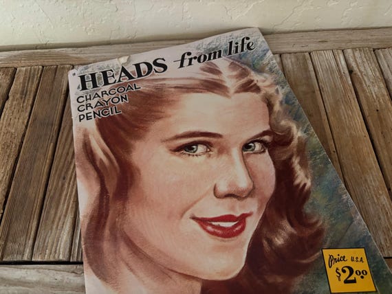 Vintage Walter T. Foster Book Titled Heads from life Charcoal Crayon Pencil