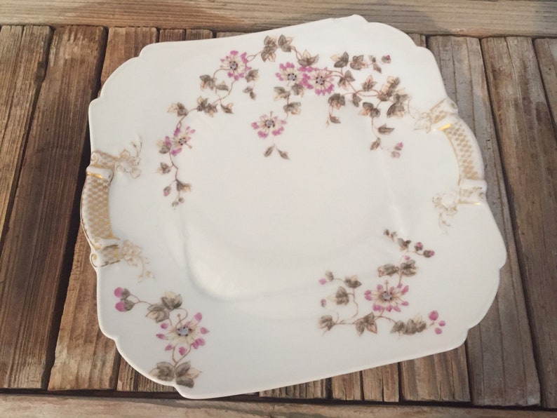 Antique Floral Pink and Gold Scalloped Limoges Haviland GFA CFH Plate