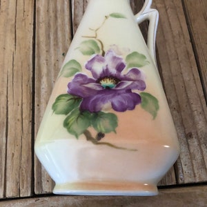 Vintage Hand Painted Ucagco Porcelain Purple Floral Pitcher image 3