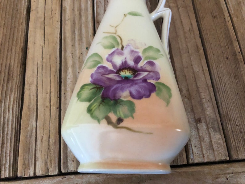 Vintage Hand Painted Ucagco Porcelain Purple Floral Pitcher image 3
