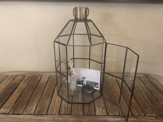 Vintage Brass and Glass Display Case Lantern