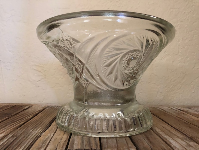 Vintage Cut Glass Pedestal Serving Bowl Etsy