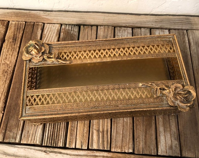 Vintage Stylebuilt Brass Tissue Box Cover Etsy