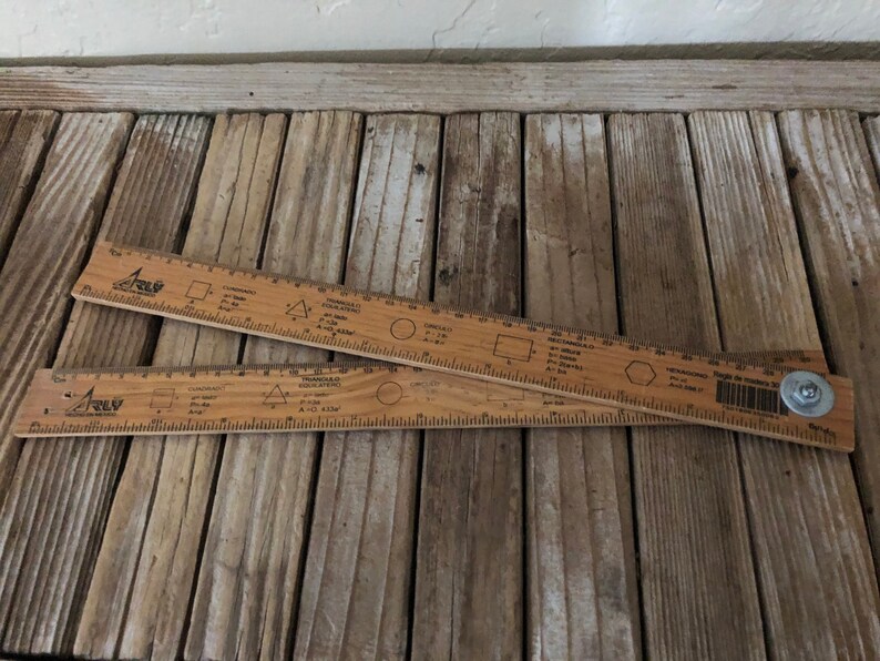 Vintage Spanish Arly Hencho De Mexico Folding Wood Ruler Etsy