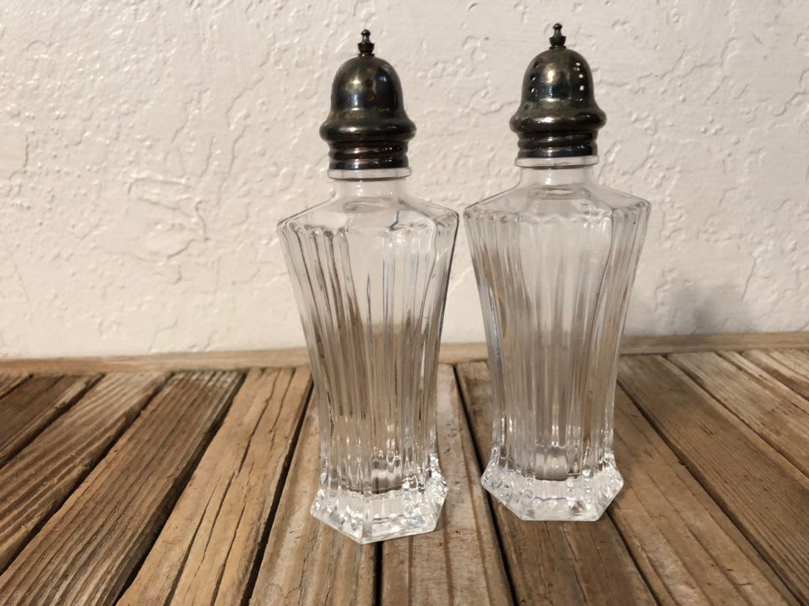 Vintage Mikasa Diamond Fire Glass Salt and Pepper Shakers Pair Etsy