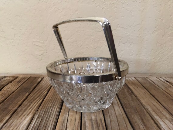 Vintage Silver and Crystal Glass Basket Bucket