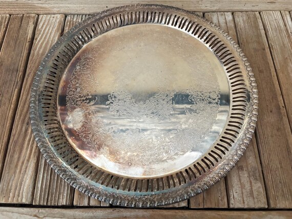 Antique Webster Wilcox International Silver Co Brandon Hall Silver Ornate Tray