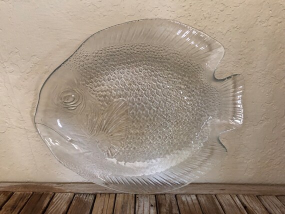 Vintage Extra Large Clear Glass Fish Platter Tray