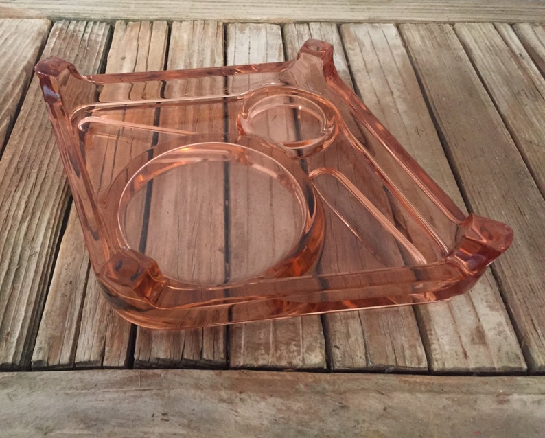 Depression Era Pink Glass Tray Art Deco Desk Vanity Etsy