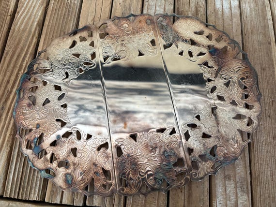 Vintage Etched Silver Plate Adjustable Trivet