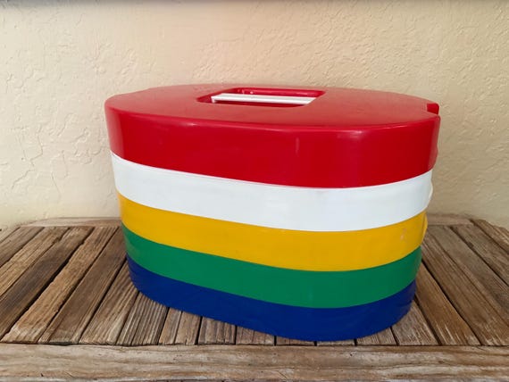 Mid Century Plastic Picnic Tray Container with Trays Plates Bowls Cups