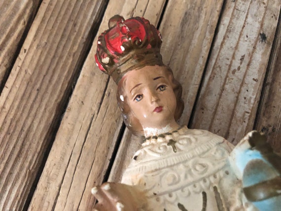 Antique Chalkware Catholic Saint Statue Figurine