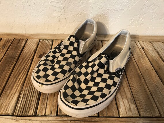 Vintage Black and White Checkerboard Vans Tennis S