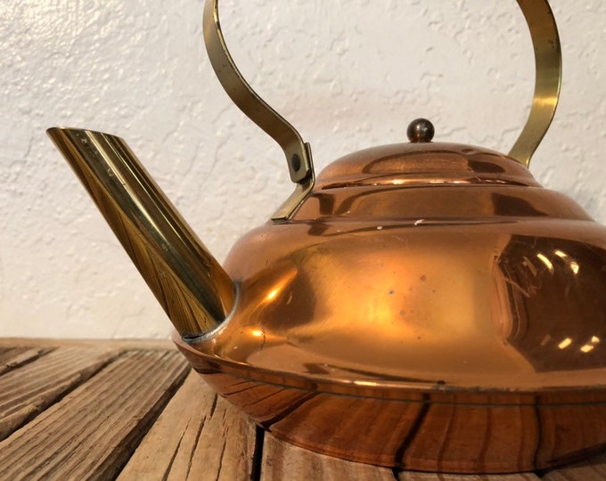Vintage Copper and Brass Tea Kettle Etsy