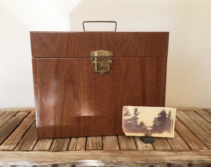 Vintage Porta File Box Wood Grain Faux Bois Etsy