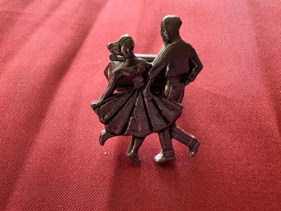 Vintage Silver Dancing Couple Scarf Clip Holder