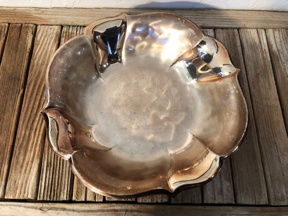 Vintage Brushed Gold Silver Art Deco EP Brass Germany Dish
