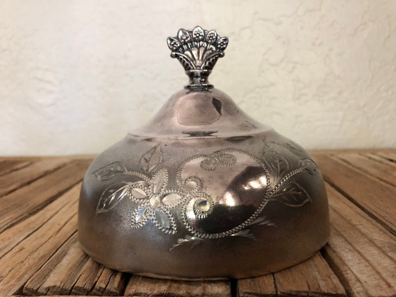 Antique Etched Silver Serving Dish Lid