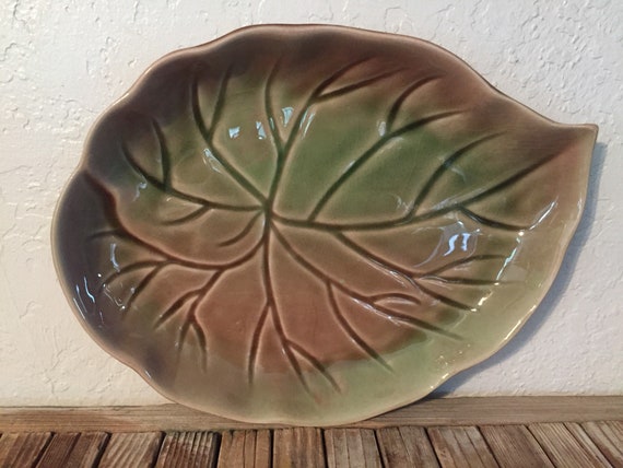 Vintage California Pottery Leaf Platter