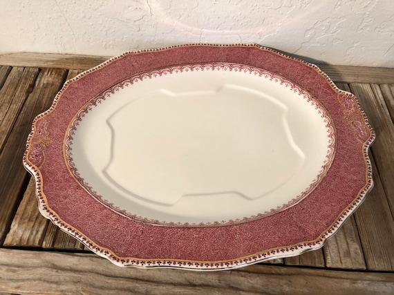 Antique Marlborough Alfred Meakin English Burgandy white and Gold Platter