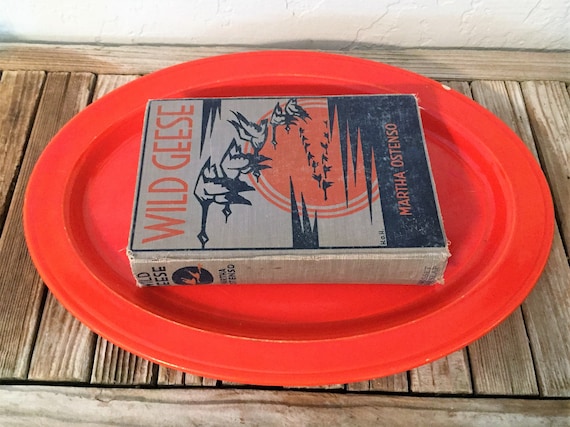 Mid Century Bright Orange Early California Pottery Vernon Kilns Platter