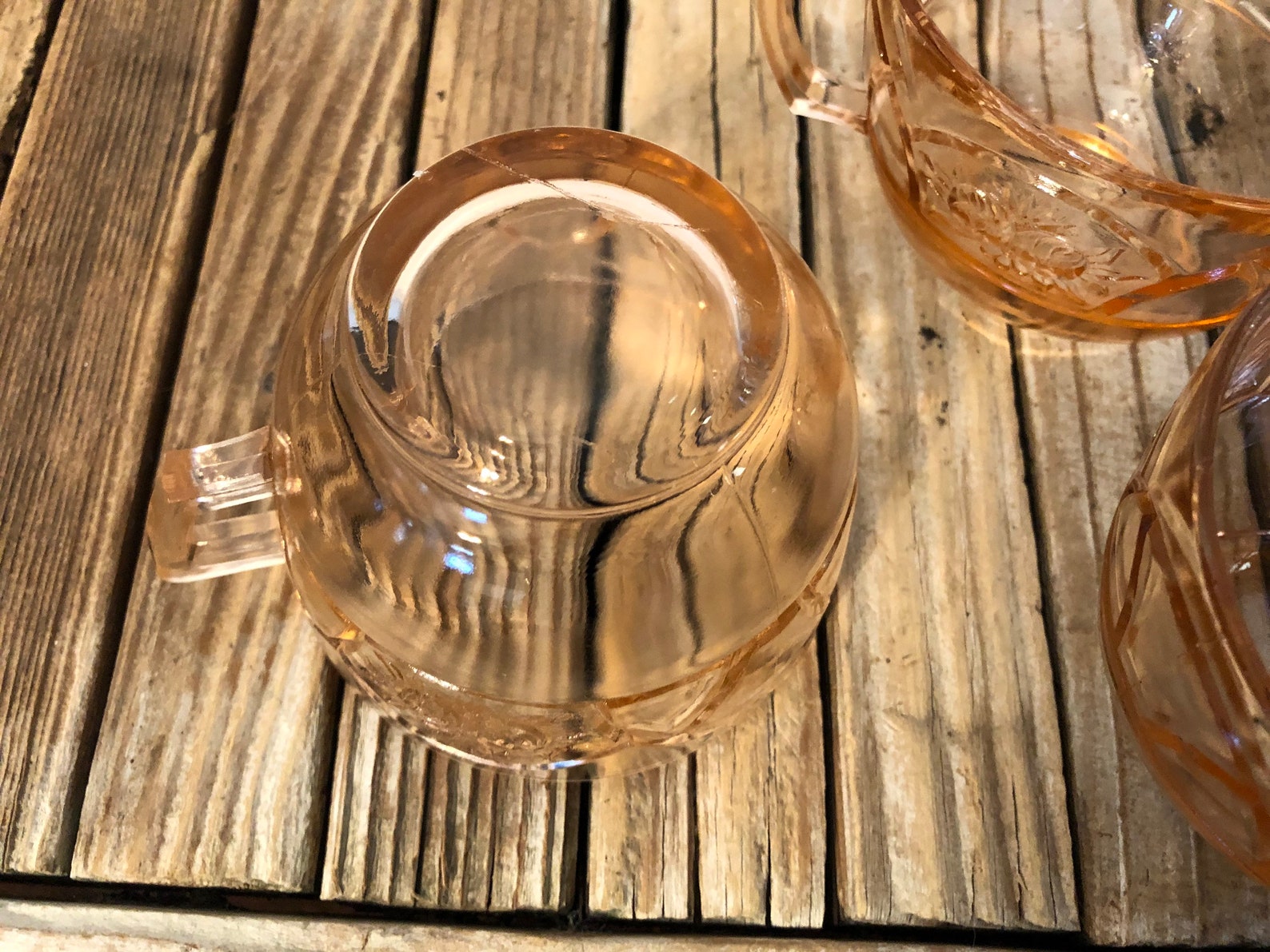 Vintage Set of Pink Glass Tea Cups Etsy