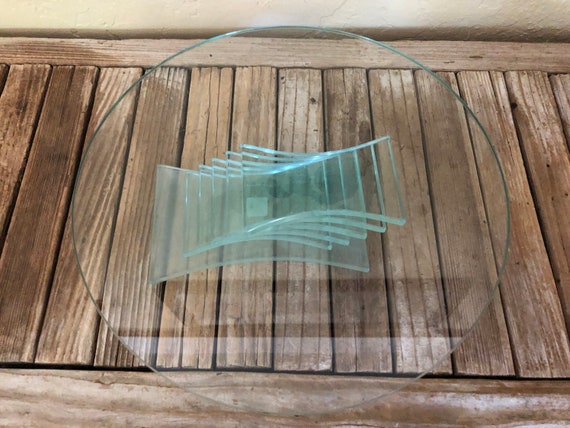 Vintage Partylite Green Modern Glass Cake Stand