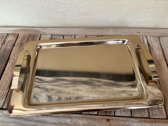 Vintage Gold Metal Platter Tray