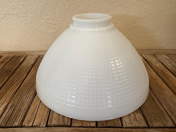 Vintage Glass Shade Milk Glass Waffle Pattern
