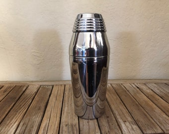 Vintage Modern Art Deco Style Guy Degrenne French Stainless Cocktail Shaker Made In France