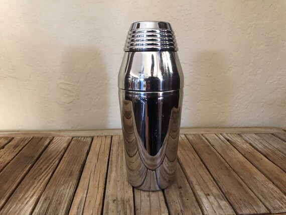 Vintage Modern Art Deco Style Guy Degrenne French Stainless Cocktail Shaker Made In France