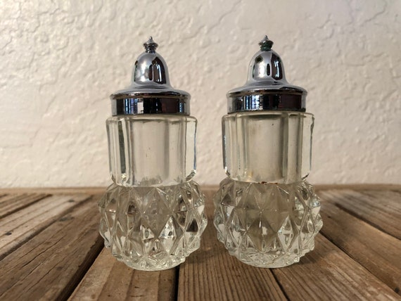 Vintage Cut Glass Salt and Pepper Shakers