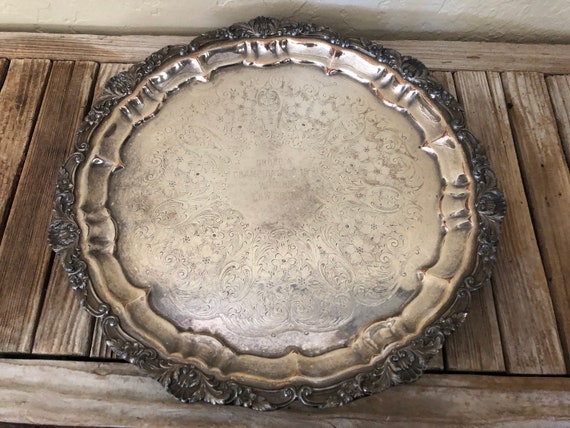 Antique Engraved Silver Poole Silver Co Silver Tray