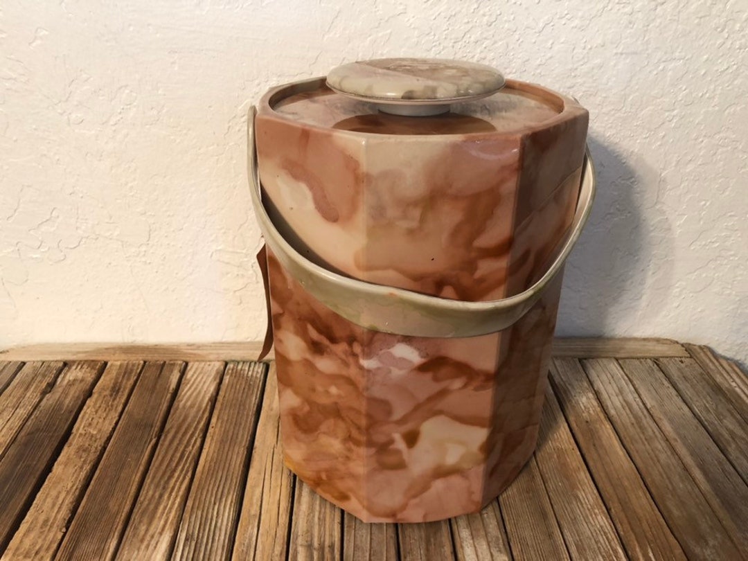 Mid Century Faux Marble Ice Bucket Ice Man Buckets Elmar Manufacturing