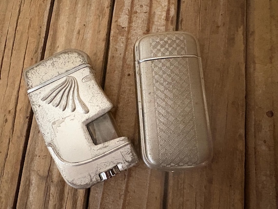 Vintage Pair of Silver Art Deco Metal Lighters