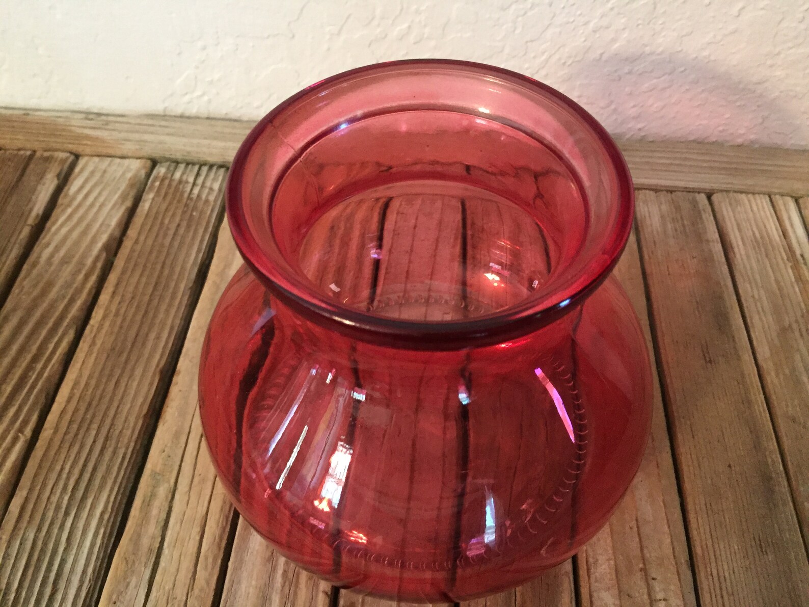 Vintage Bright Pink Glass Jar Vase Etsy