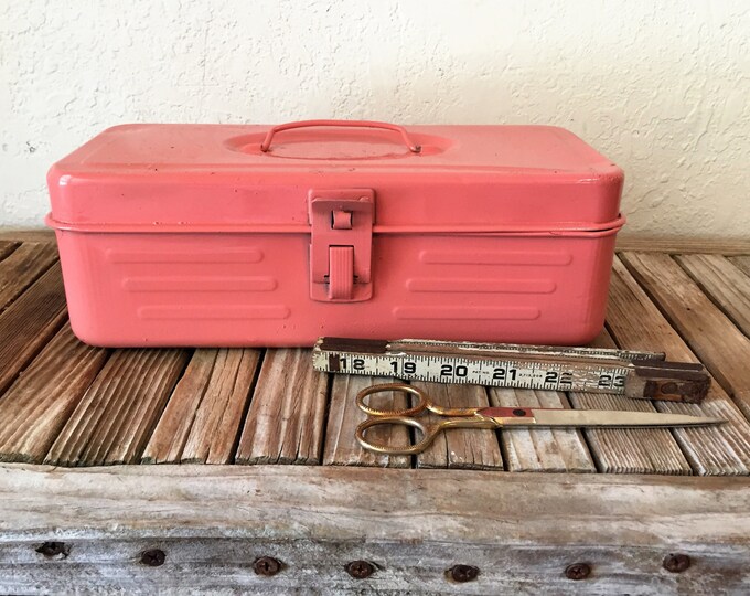 Vintage Pink Metal Tool Box Etsy