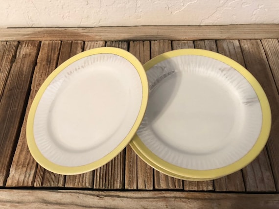 Collectible Set of 4 Handpainted Noritake Japan Yellow Iridescent Plates