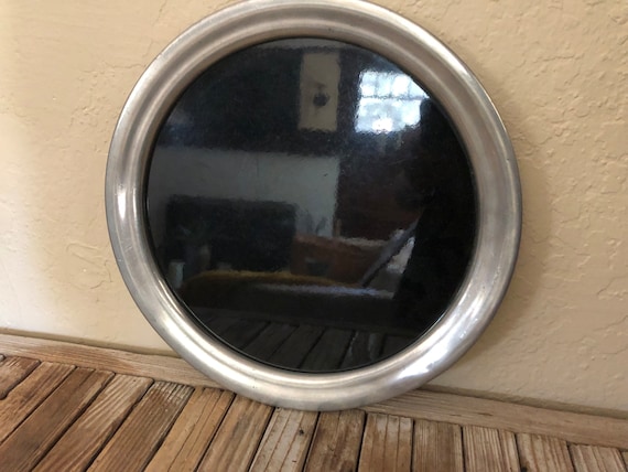 Mid Century Black and Silver Pewter Tray