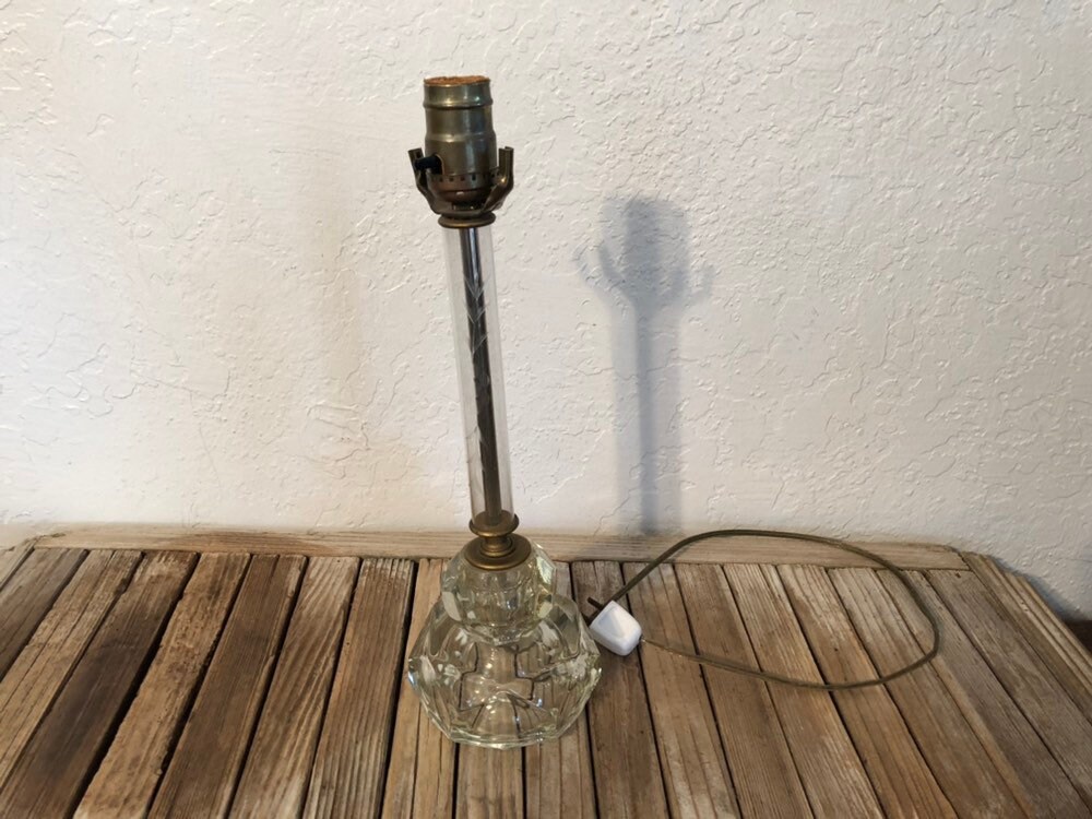 Vintage Hollywood Regency Etched Glass and Brass Table Lamp Etsy