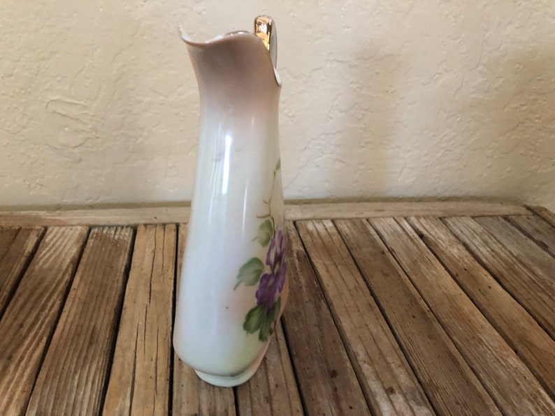 Vintage Hand Painted Ucagco Porcelain Purple Floral Pitcher image 4